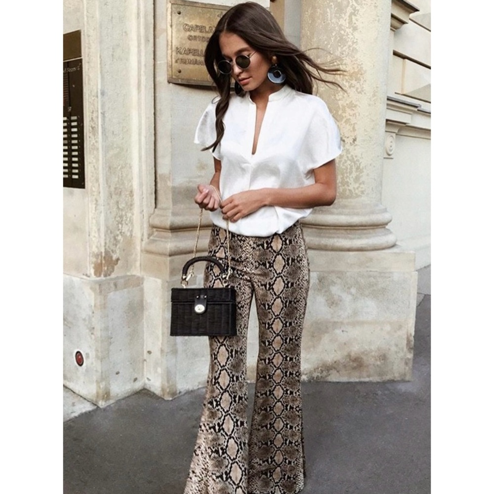 Zara Snake Print Flare Pants
